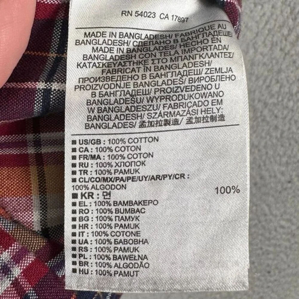 Banana Republic Button Down Shirt Adult Large Red Multi Plaid Long Sleeve Mens